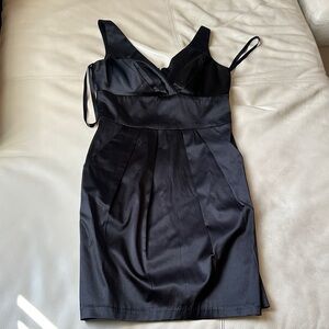 Bisou Bisou Elegant Black Satin Mini Dress